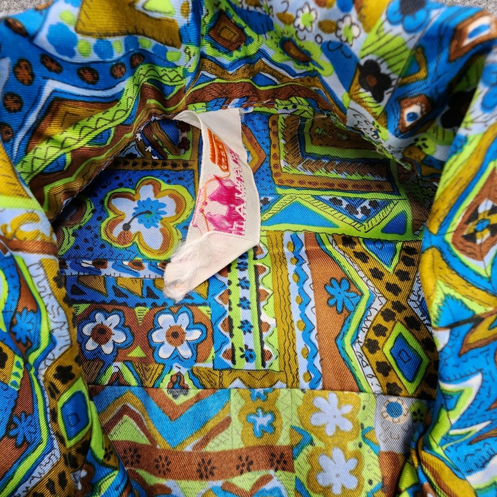 Vintage 60s Sears Hawaiian Camp Shirt Mens Large Psychedelic Patchwork Thin READ - Picture 7 of 7